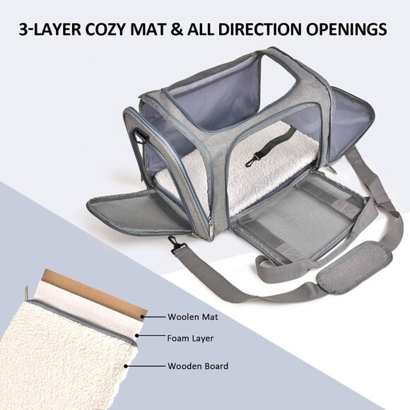 Cat, Dog Carrier for Small Medium Cats Puppies up to 15 Lbs, TSA Airline Approve - Picture 2 of 9